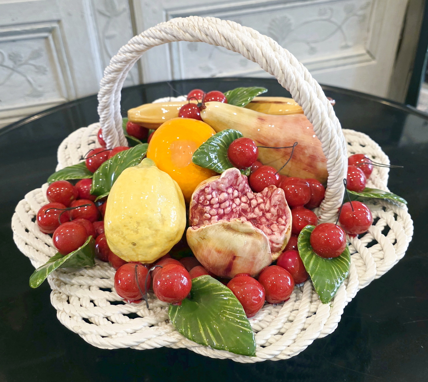 A large Majolica Fruit Bowl